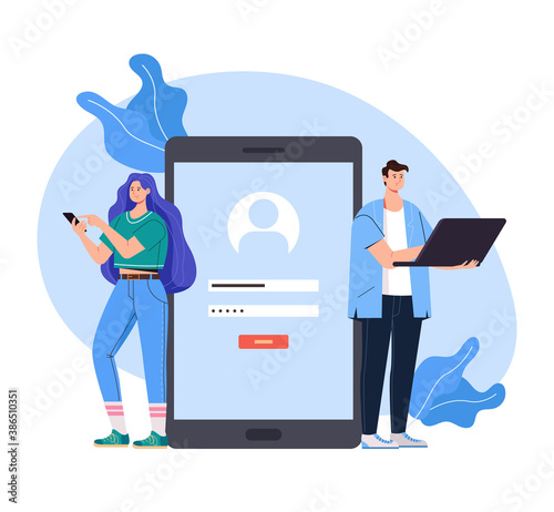 Register access login password internet online website concept vector flat graphic design flat illustration