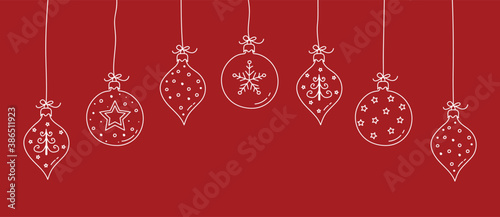 Design of hand drawn Christmas balls with ornament. Vector
