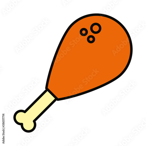 chicken thigh icon, line and fill style