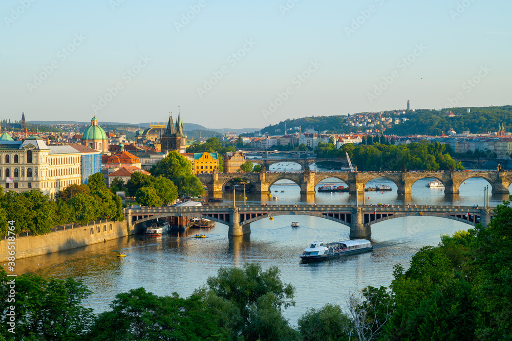 cityscape of Prague, Czech Republic on sunny day