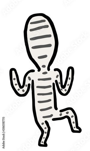 Surprised Mummy : Hand drawn vector illustration like woodblock print