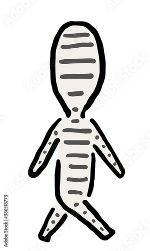 Mummy walking : Hand drawn vector illustration like woodblock print