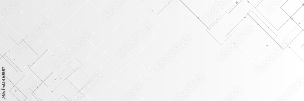 Abstract white background with technology communication data element shape and dots 