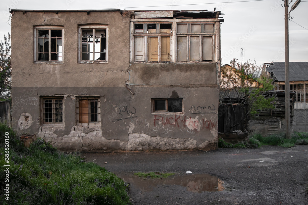 abandoned house in the town