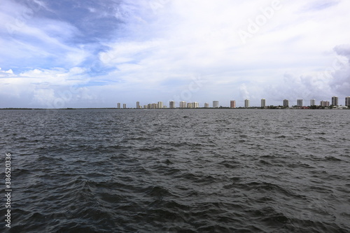 city skyline across the intercoastal waterway. 