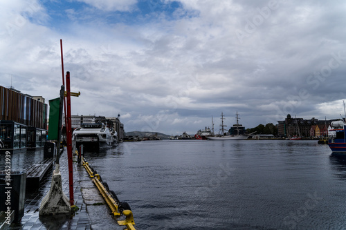 boats on the river in Bergen