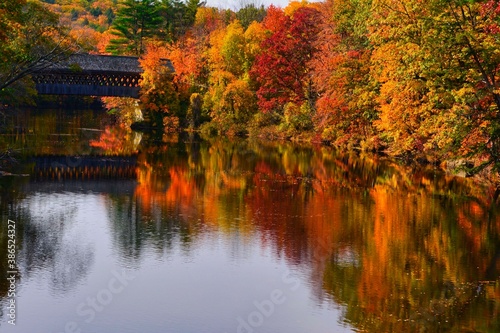 Obraz na płótnie Foliage with Covered Bridge
