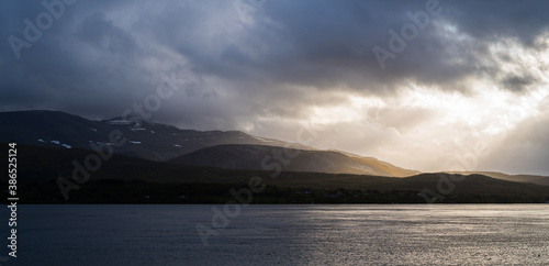 Cloudy sunset over the lake