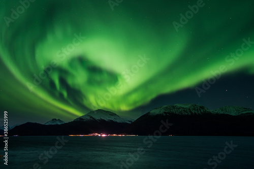 aurora over mountains in norway