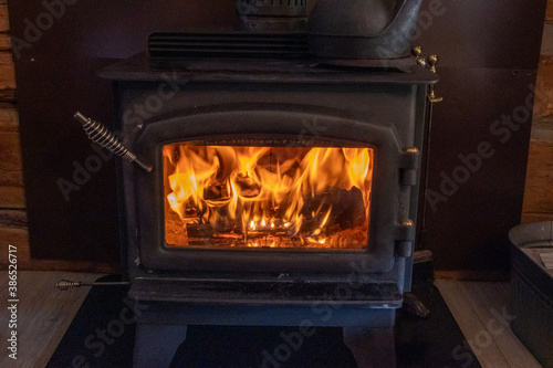 Cozy Fire inside a wood stove