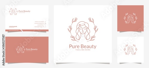 women Abstract logo face hair logo salon spa cosmetic