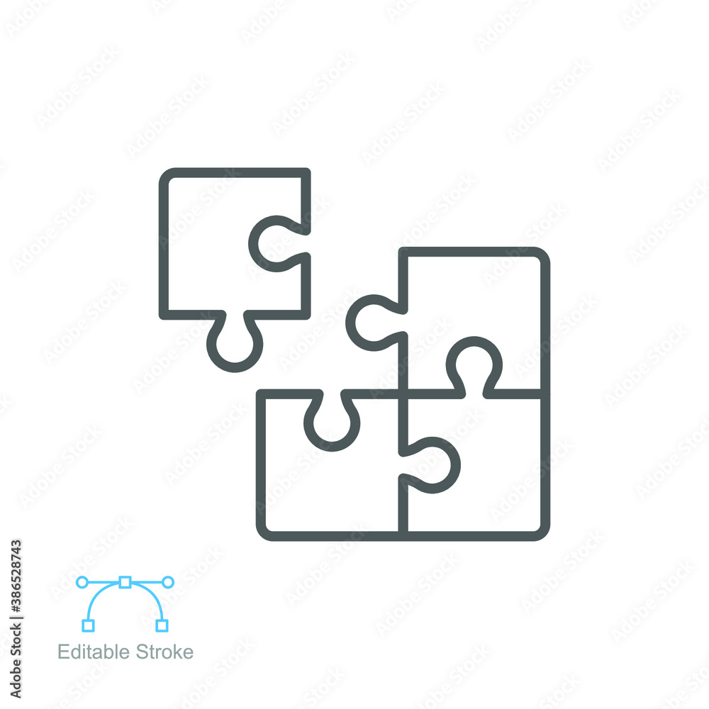 Puzzle solution jigsaw line icon. Editable stroke vector illustration eps10 Puzzle solution jigsaw line icon. Editable stroke vector illustration eps10