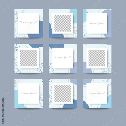 Social media post template in grid puzzle style