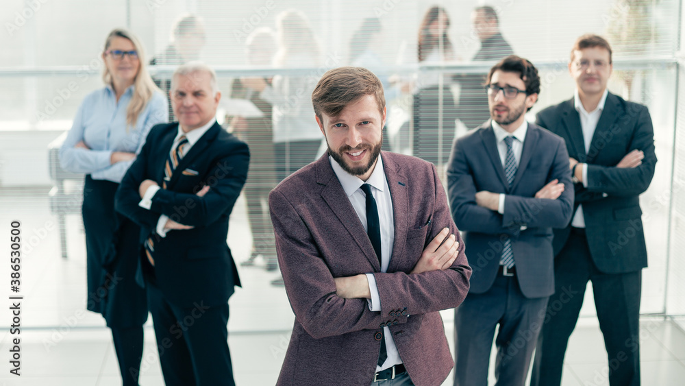 group of diverse business people standing in the office. group of diverse business people standing in the office.