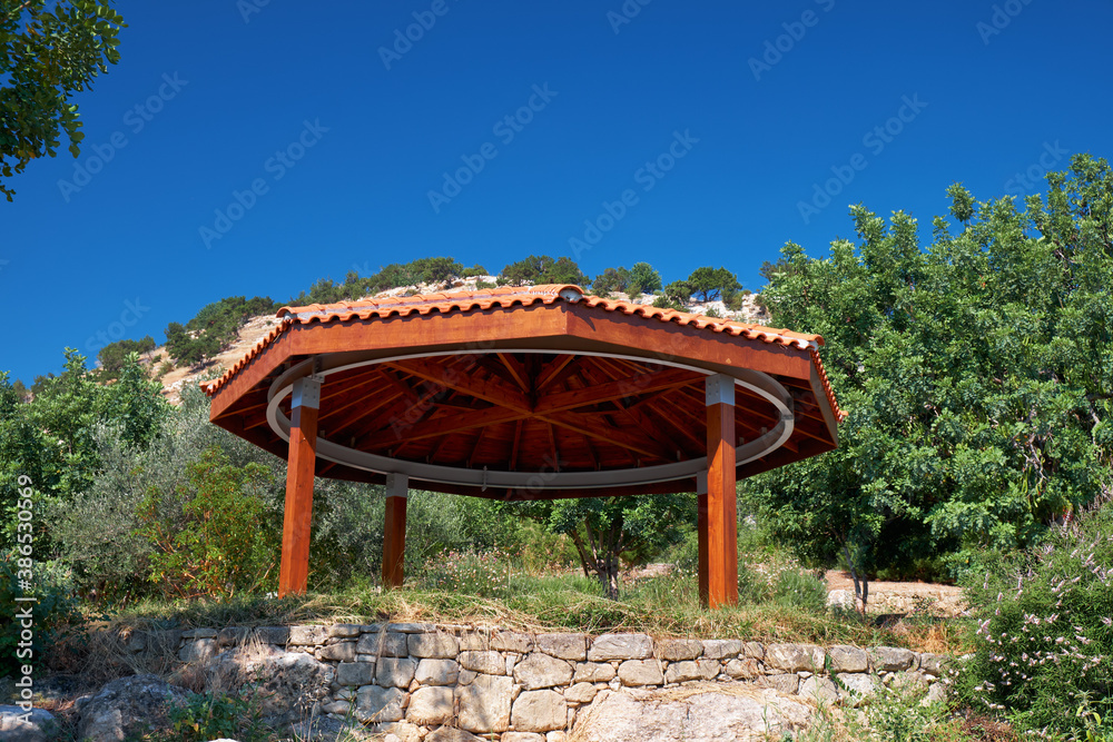 The pavilion in the Botanical garden near village of Latchi on Akamas Peninsula. Cyprus The pavilion in the Botanical garden near village of Latchi on Akamas Peninsula. Cyprus