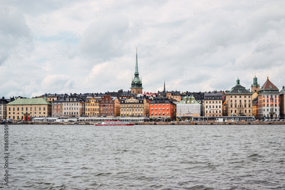 Fototapeta premium Cloudy city view of Stockholm
