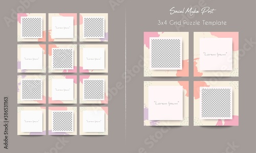 Social media post template in grid puzzle style