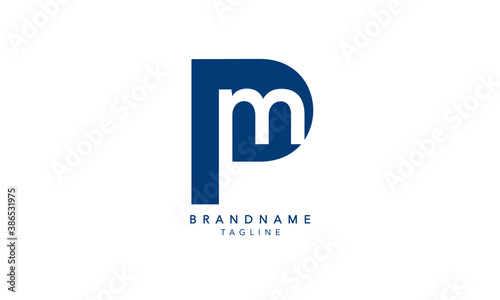 Alphabet letters Initials Monogram logo PM, MP, P and M