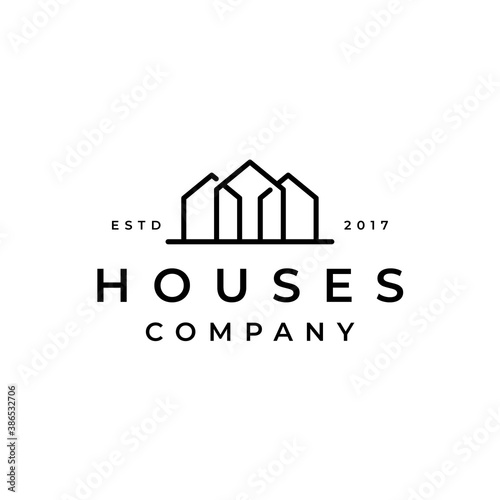 Minimalist Line art house logo design