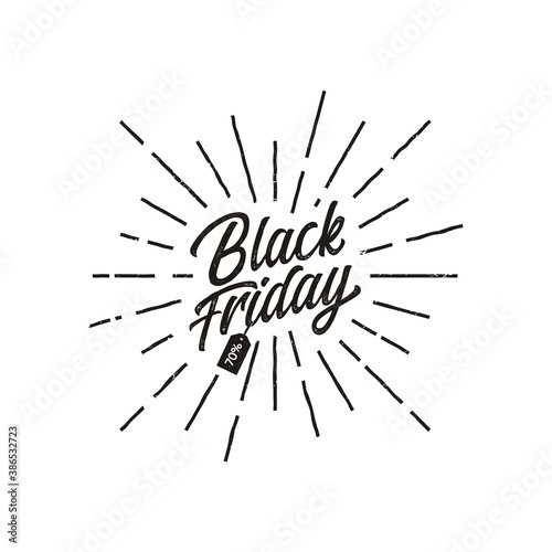 Vintage retro hipster Black friday, discount sale vector graphic design