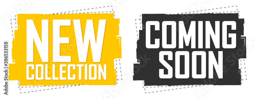 Coming Soon and New Collection banners design template, vector illustration