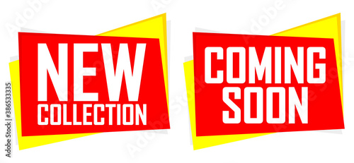 Coming Soon and New Collection banners design template, vector illustration