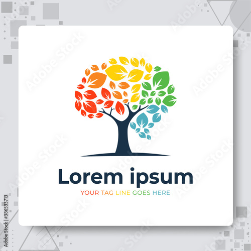 brain tree childcare education logo. Growing brain design vector.