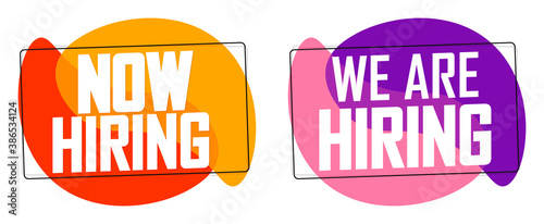 We are Hiring Now banners design template, join our team, vector illustration