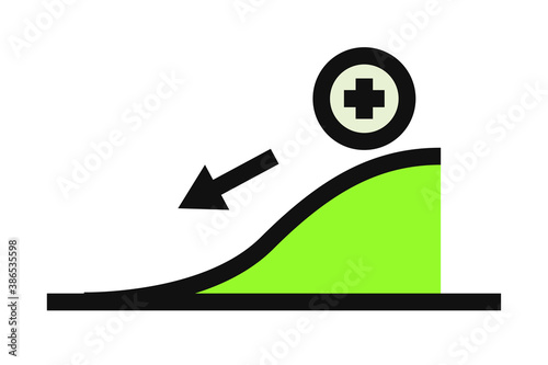 Statistic line icon. Finance and unsuccessful investments. Stroke high quality symbol. Decrease icon in modern line style on white background. Arrow pointing down on graph. Green Graphic Chart Icon. 