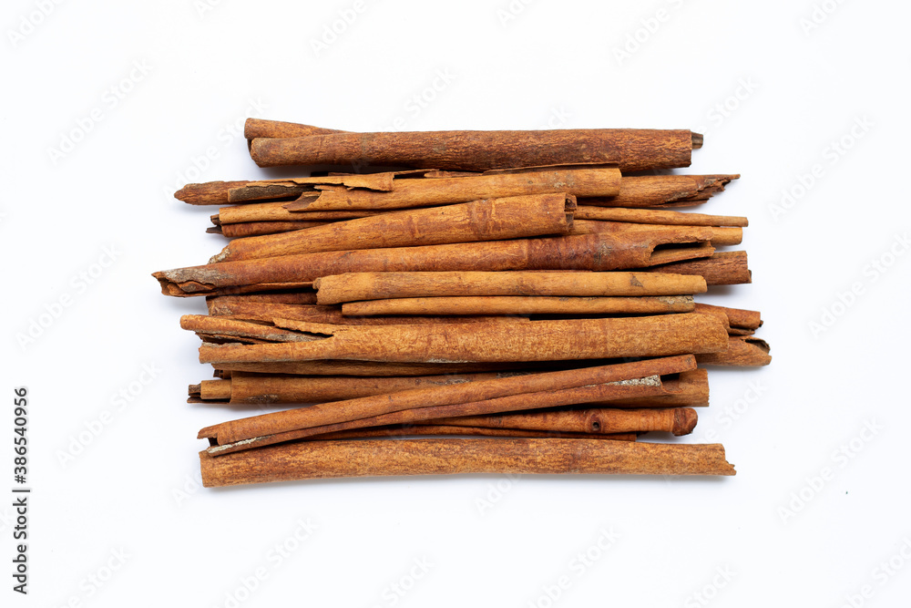 Cinnamon sticks on white background. Cinnamon sticks on white background.