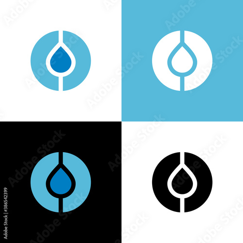 Water drop logo template, oil droplet icon design, circle shape symbol - Vector