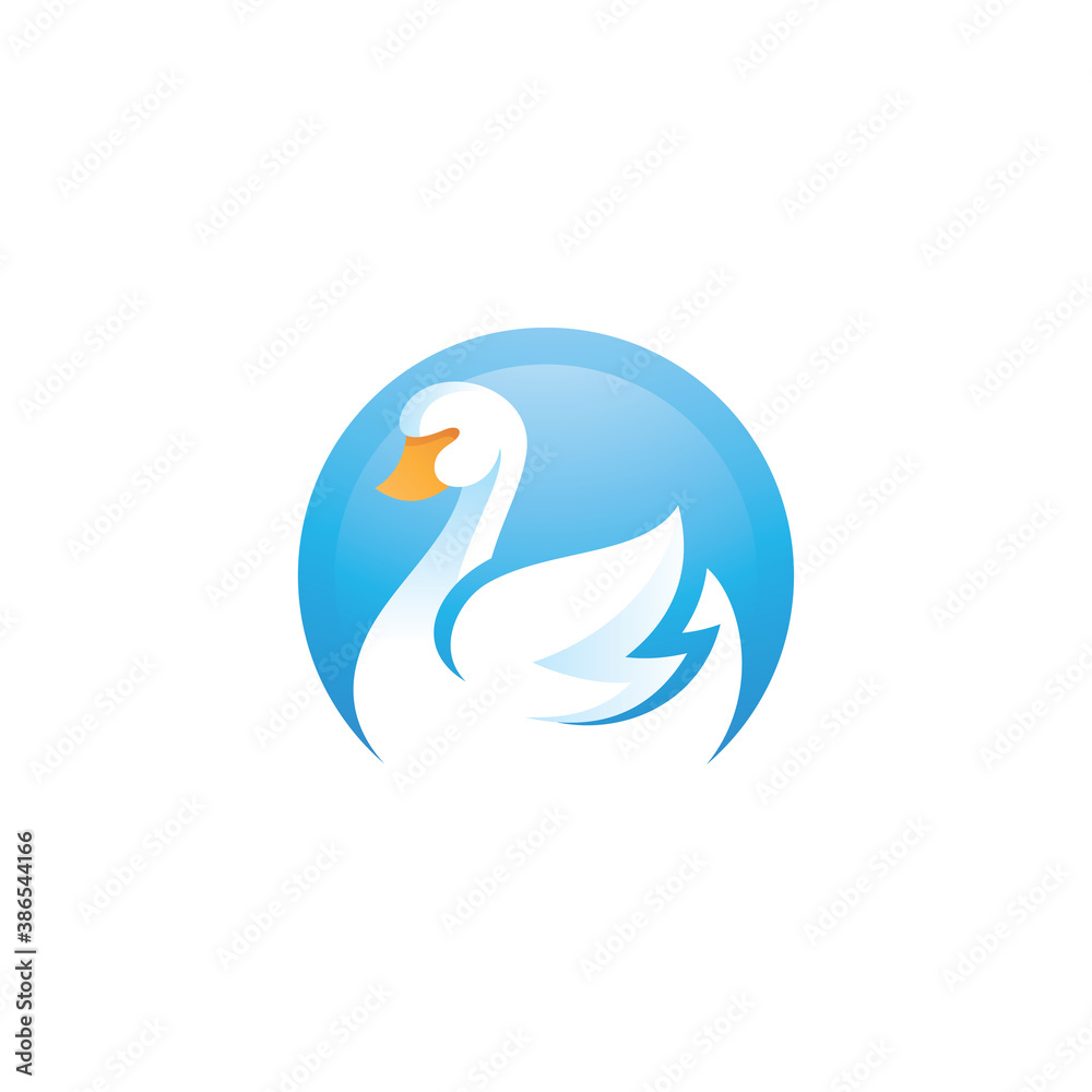 Goose Duck in Negative Space Logo Icon