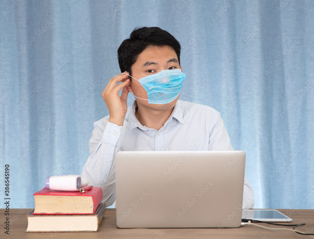 Men at work wear masks correctly Men at work wear masks correctly