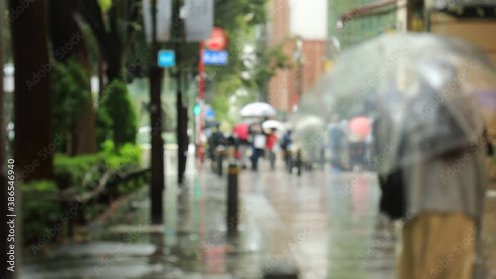 雨の日 東京 表参道 週末 傘をさして歩く人々 スローモーション撮影 アウトフォーカス 雨の日 東京 表参道 週末 傘をさして歩く人々 スローモーション撮影 アウトフォーカス