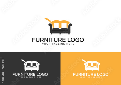 Minimal M+Sofa Creative Furniture Logo Design.