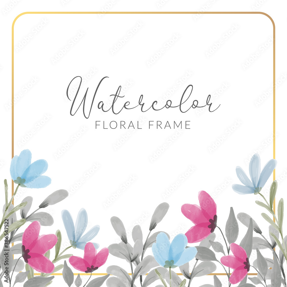 watercolor floral frame with wildflower illustration