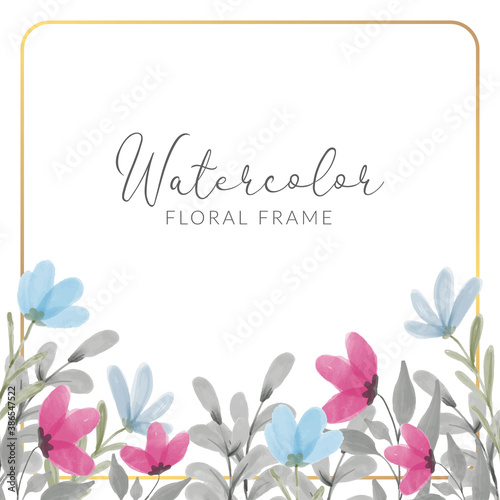watercolor floral frame with wildflower illustration