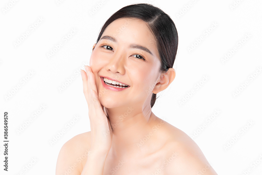 Beautiful young asian woman with clean fresh skin on white background, Face care, Facial treatment, Cosmetology, beauty and spa, Asian women portrait Beautiful young asian woman with clean fresh skin on white background, Face care, Facial treatment, Cosmetology, beauty and spa, Asian women portrait