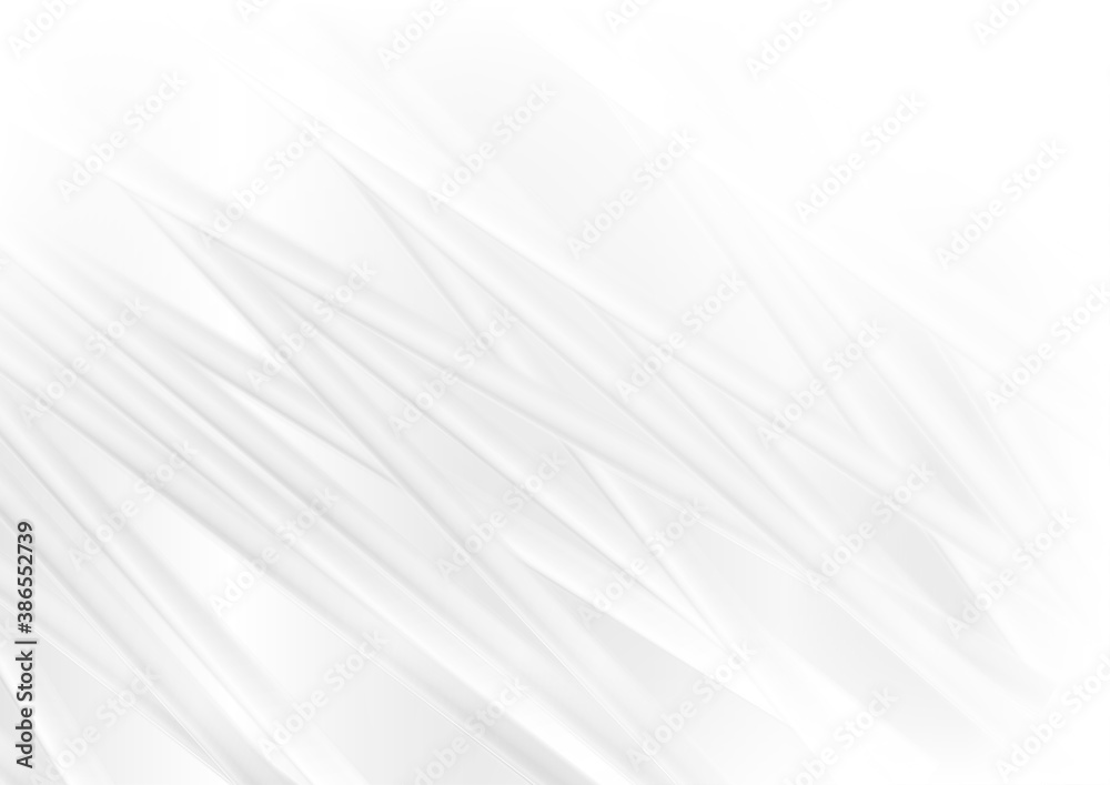 White and grey smooth glossy stripes abstract geometric background. Vector illustration