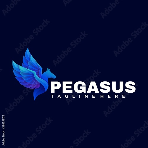 Vector Logo Illustration Pegasus Gradient Colorful Style.