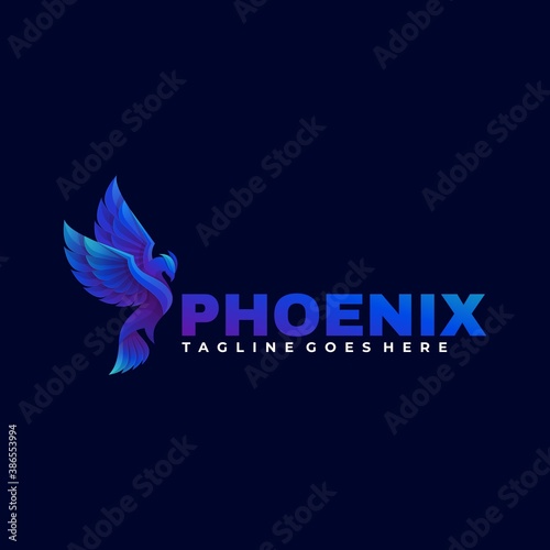 Vector Logo Illustration Phoenix Gradient Colorful Style.