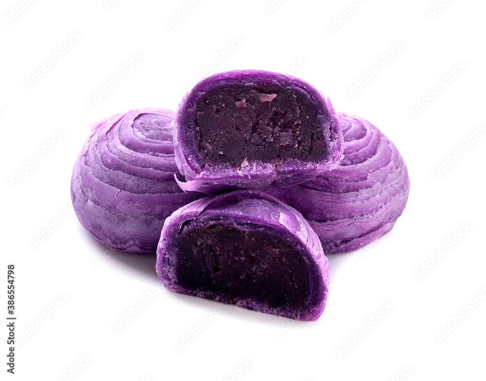 Chinese Pastry or Thai Moon Cake with Purple Sweet Potato. Chinese Pastry or Thai Moon Cake with Purple Sweet Potato.