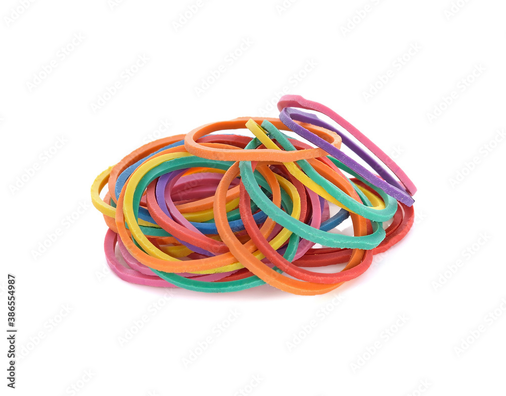 Colorful rubber band isolated on white.