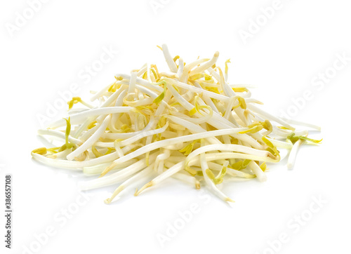 Pile of bean sprouts with white background
