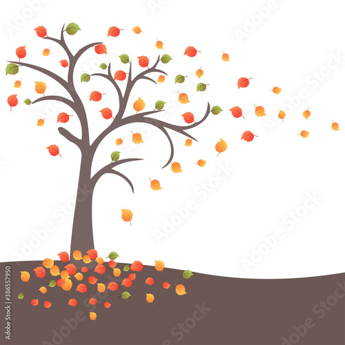 autumn background with hovering leaves