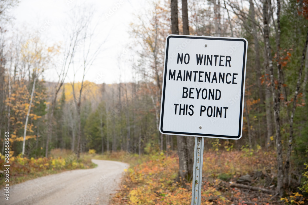 No Winter Maintenance Beyond this Point Sign Landscape