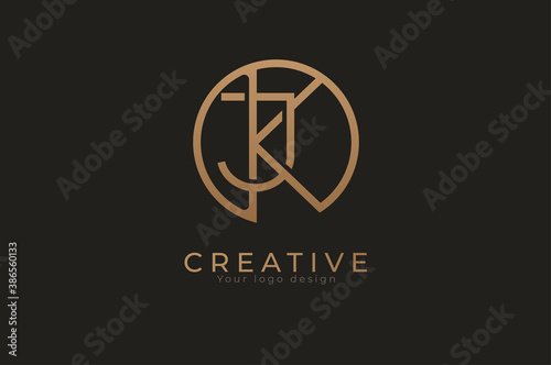 Abstract initial letter J and K logo, usable for branding and business logos, Flat Logo Design Template, vector illustration