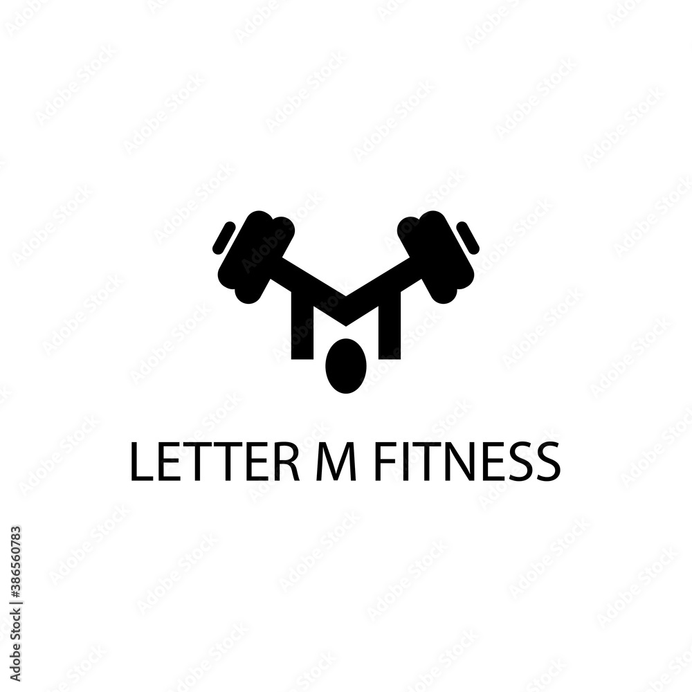 fitness logo creative illustration barbell company template vector design bird letter m fitness logo creative illustration barbell company template vector design bird letter m