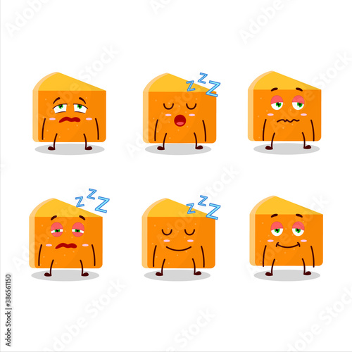 Cartoon character of pumpkin cake with sleepy expression