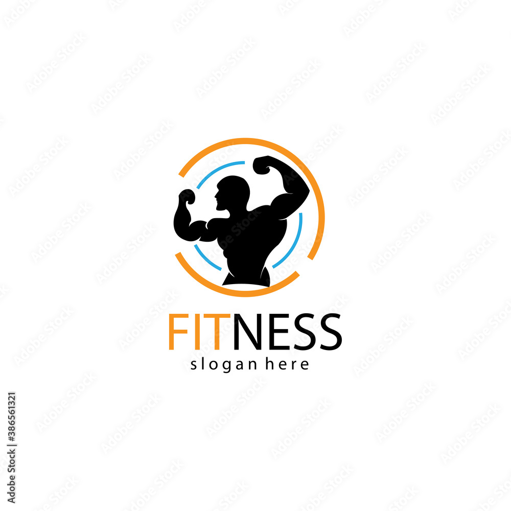 fitness logo creative illustration barbell bodybuilding company template vector design